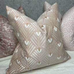 Art Deco Cushion Cover, Elegant Decorative Pillow Sofa Case, Clifton - John Lewis Fabric Pink & White - thumbnail 1