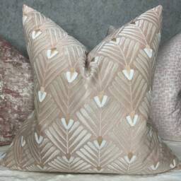 Art Deco Cushion Cover, Elegant Decorative Pillow Sofa Case, Clifton - John Lewis Fabric Pink & White - thumbnail 3