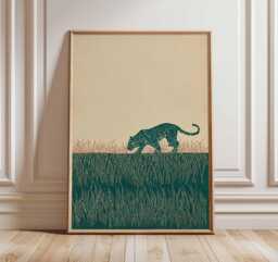 Tiger Poster, Japanese Minimalist Animal Wall Art Print, Modern Nature Artwork, Zen Jungle Decor, Bold Wildlife Home - thumbnail 1