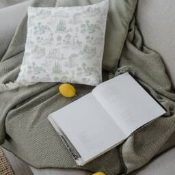 Sage Green Toile De Jouy Pillow Cover - Soft Faux Suede Fabric Pretty Vintage French & White Decorative Cushion - thumbnail 2