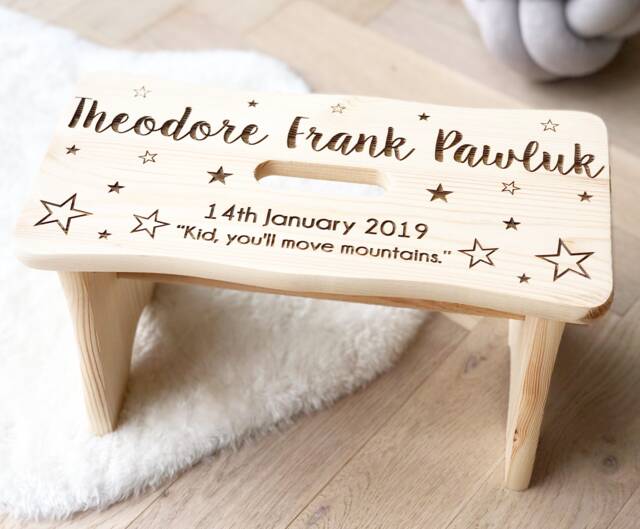 Personalised Stool, Personalised Chair, Kids Unisex Gift, Boys Birthday Gift Idea, Christening Nursery Furniture