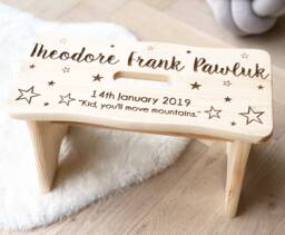 Personalised Stool, Personalised Chair, Kids Unisex Gift, Boys Birthday Gift Idea, Christening Nursery Furniture - thumbnail 1