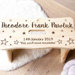 Personalised Stool, Personalised Chair, Kids Unisex Gift, Boys Birthday Gift Idea, Christening Nursery Furniture - thumbnail 2