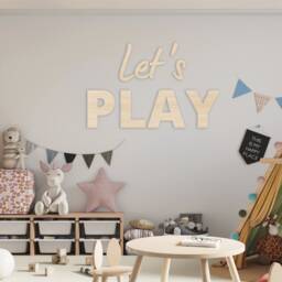 Let's Play Sign - Wall Lettering Wooden Nursery Nursery/Playroom Decor Art Bedroom Acrylic Playroom - thumbnail 2