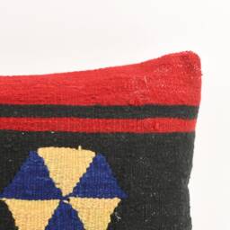 Turkish Kilim Pillow Cover Handwoven Wool Lumbar, 16x24 - thumbnail 2