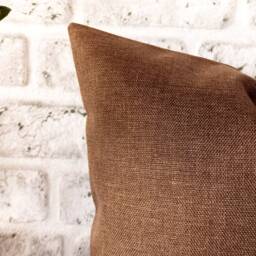 Dark Brown Faux Leather Pillow Cover Two-Tone Accent - 16x16'' - thumbnail 4