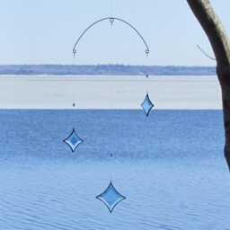 Icy Blue Stained Glass Star Mobile Crystal Suncatcher, Handmade in Canada - thumbnail 2