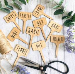 Herb Planter Labels - Garden Custom Stakes & Plant Marker Set Bamboo Gardener Gift