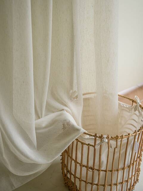 Abel Linen Sheer Curtain, Soft Beige Custom Curtain Panel, Livingroom Extra Long 1Pc - image 1