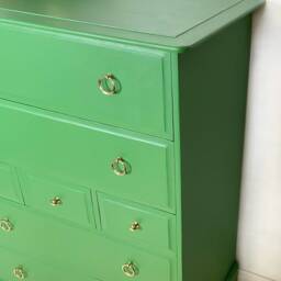 stag Tallboy Chest Of Drawers in Vibrant Retro Green - thumbnail 3