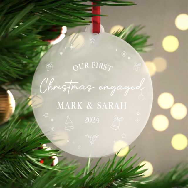 First Christmas Engaged Decoration - As Fiance Engagement Gifts Bauble With Red Bag - image 1