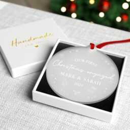 First Christmas Engaged Decoration - As Fiance Engagement Gifts Bauble With Red Bag - thumbnail 2