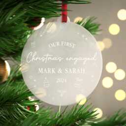 First Christmas Engaged Decoration - As Fiance Engagement Gifts Bauble With Red Bag - thumbnail 3