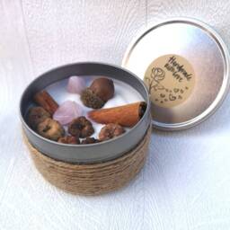 Spiced Pumpkin Crystal Rose Chakra Candle Quartz Positive Energy Christmas Birthday Gift Present Cinnamon - thumbnail 3
