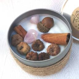 Spiced Pumpkin Crystal Rose Chakra Candle Quartz Positive Energy Christmas Birthday Gift Present Cinnamon - thumbnail 2