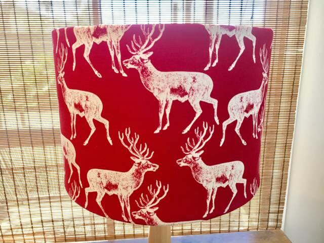 Red Reindeer Lampshade Xmas Decor, Drum Shade - 28cm - image 1