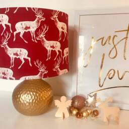 Red Reindeer Lampshade Xmas Decor, Drum Shade - 28cm - thumbnail 2