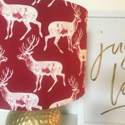 Red Reindeer Lampshade Xmas Decor, Drum Shade - 28cm - thumbnail 3