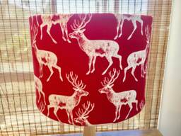 Red Reindeer Lampshade Xmas Decor, Drum Shade - 28cm - thumbnail 1