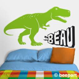 Personalized T-Rex Dinosaur Wall Decal, Custom Name Vinyl - thumbnail 2