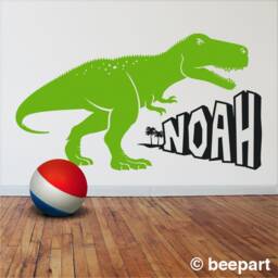 Personalized T-Rex Dinosaur Wall Decal, Custom Name Vinyl - thumbnail 1
