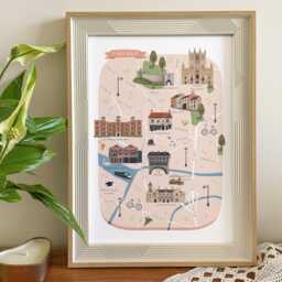 Lincoln Map, Illustrated Map Of Lincoln, Poster, Print, Art, Illustration, Gift, Lincolnshire - thumbnail 1