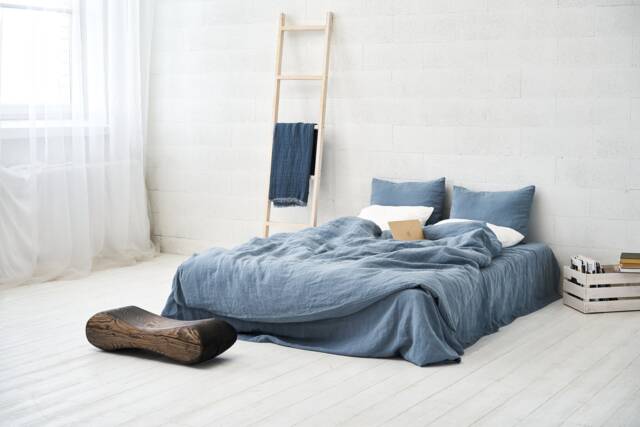Linen Duvet Cover, Aquamarine Blue Softened Stonewashed Linen Bedding With Zipper Closure, Anniversary Wedding Gift - image 1
