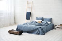 Linen Duvet Cover, Aquamarine Blue Softened Stonewashed Linen Bedding With Zipper Closure, Anniversary Wedding Gift - thumbnail 1