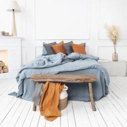 Linen Duvet Cover, Aquamarine Blue Softened Stonewashed Linen Bedding With Zipper Closure, Anniversary Wedding Gift - thumbnail 4