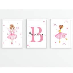 Set Of 3 Personalised Fairy Ballerina Prints - Children's Bedroom Posters - thumbnail 1