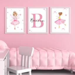 Set Of 3 Personalised Fairy Ballerina Prints - Children's Bedroom Posters - thumbnail 2