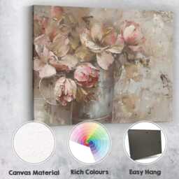Soft Blush Floral Bouquet Abstract Still Life Canvas Wall Art Print Decor Picture Ready To Hang - thumbnail 2