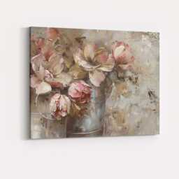 Soft Blush Floral Bouquet Abstract Still Life Canvas Wall Art Print Decor Picture Ready To Hang - thumbnail 4