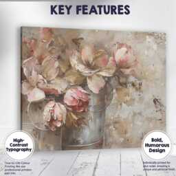 Soft Blush Floral Bouquet Abstract Still Life Canvas Wall Art Print Decor Picture Ready To Hang - thumbnail 1