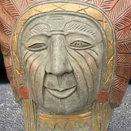 Concrete Indian Head Statue Stone Tribal Sculpture American Style Decoration Handmade Bust Figurine Outdoor Garden Art Cultural Ornament - thumbnail 4
