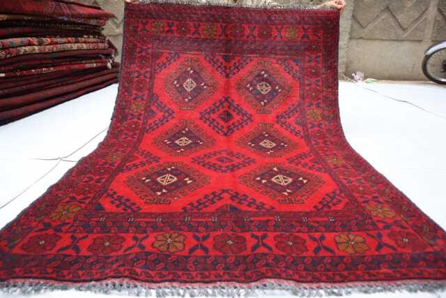 3x5 Ft New Bukhara Afghan Rug, Handmade Geometric Genuine Oriental Khal Mohammedi Area Turkmen Livingroom D??cor Rug - image 1