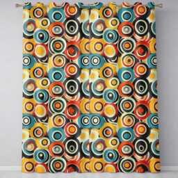Circle Geometric Abstract Pattern Bold Color Seamless Readymade Eyelet Ring Top Thermal 100% Blackout Curtains - thumbnail 2