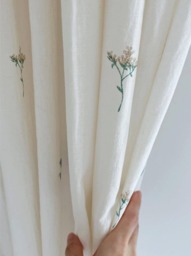 Minimalist Floral White Linen Curtains Cottage Drapes Retro Boho Curtain Panel Custom Drapery Living Room Dining Cafe Valances Set Of 2 - thumbnail 1