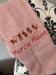 Mouse Towel - Personalised Face Cloth/Hand Bath = Embroidered Mice - thumbnail 1