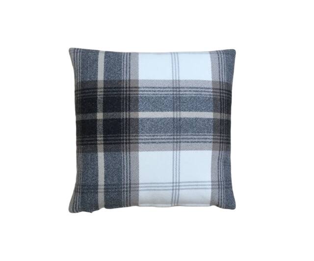 Handmade Tartan Plaid Cushion Cover Balmoral Charcoal Grey Tweed Pillow - image 1