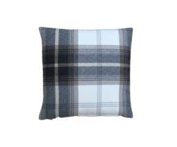 Handmade Tartan Plaid Cushion Cover Balmoral Charcoal Grey Tweed Pillow - thumbnail 1
