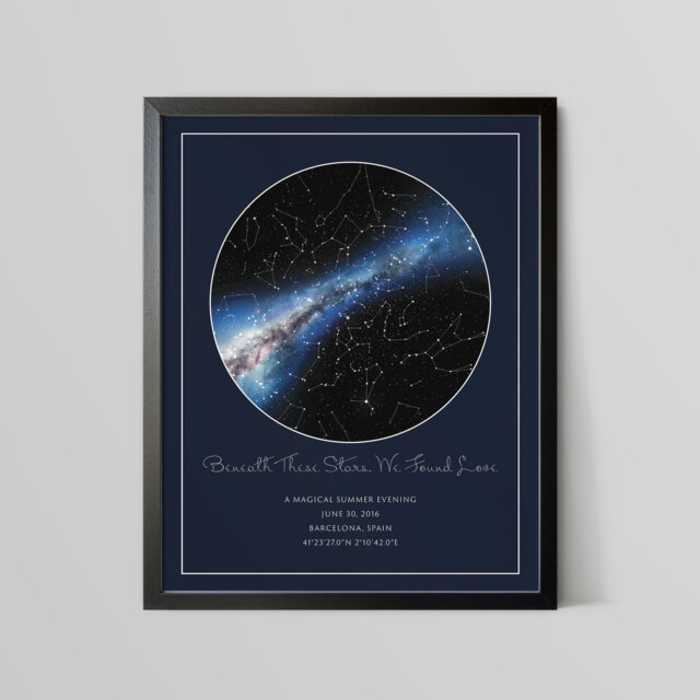 Night Sky Print Star Custom Map Personalize First Anniversary Gift Him Her Framed Celestial Unique 1St Paper Wedding Constellation - image 1