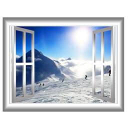 Snowy Mountain 3D Wall Art Decal Window Frame Peel & Stick Easy To Apply Home D??cor Mural - Vwaq Nw25 - thumbnail 2
