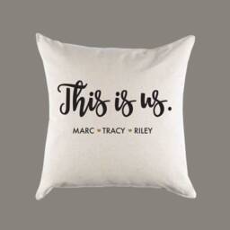 This Is Us Family Names Personalized Canvas Pillow Or Cover - Throw Home Decor Modern Farmhouse Gift - thumbnail 1