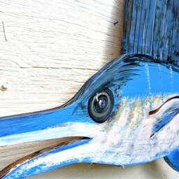 Wood Blue Marlin Wall Art. Wooden Decor Outdoor. Sail Fish Gift For Dad, Him - thumbnail 3