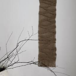 Narrow Macrame Wall Hanging, Abstract Textile Art For Interior, Japanese Fiber Decoration, Tapestry By The Bed - thumbnail 2