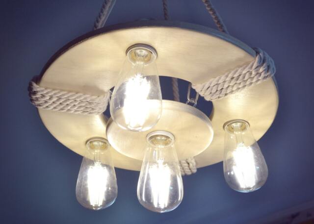 Wooden Ceiling Lamp, Circle Chandelier, Pendant Wooden Rustic Lighting Fixture, Handmade Original Light - image 1