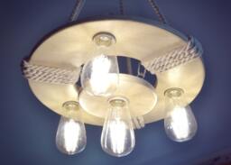 Wooden Ceiling Lamp, Circle Chandelier, Pendant Wooden Rustic Lighting Fixture, Handmade Original Light - thumbnail 1