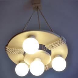 Wooden Ceiling Lamp, Circle Chandelier, Pendant Wooden Rustic Lighting Fixture, Handmade Original Light - thumbnail 3