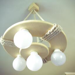 Wooden Ceiling Lamp, Circle Chandelier, Pendant Wooden Rustic Lighting Fixture, Handmade Original Light - thumbnail 4